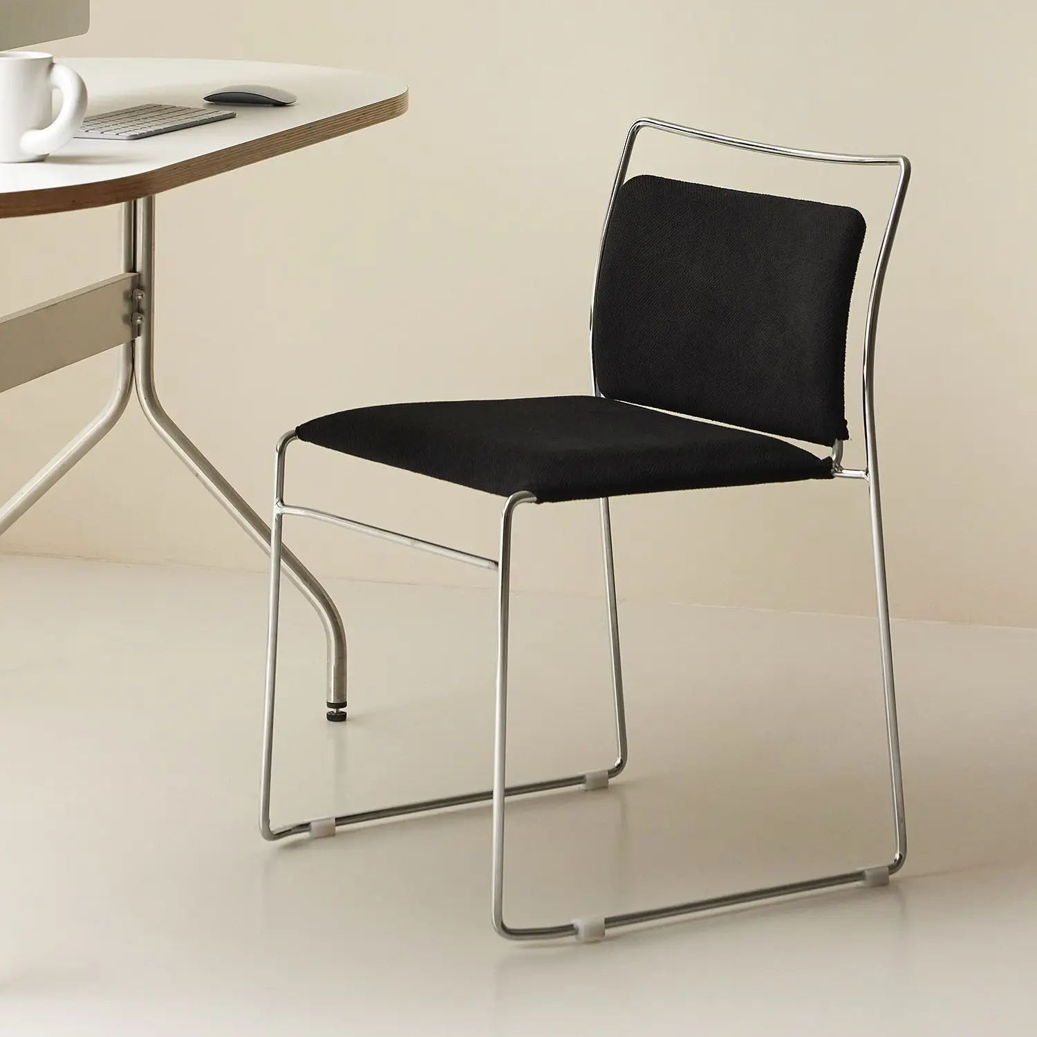 

Vintage Style Bauhaus Dining Chair - Single Tea Table Chair, Retro Mid-Century Backrest Chair for Study, Meeting, Cafe & Office
