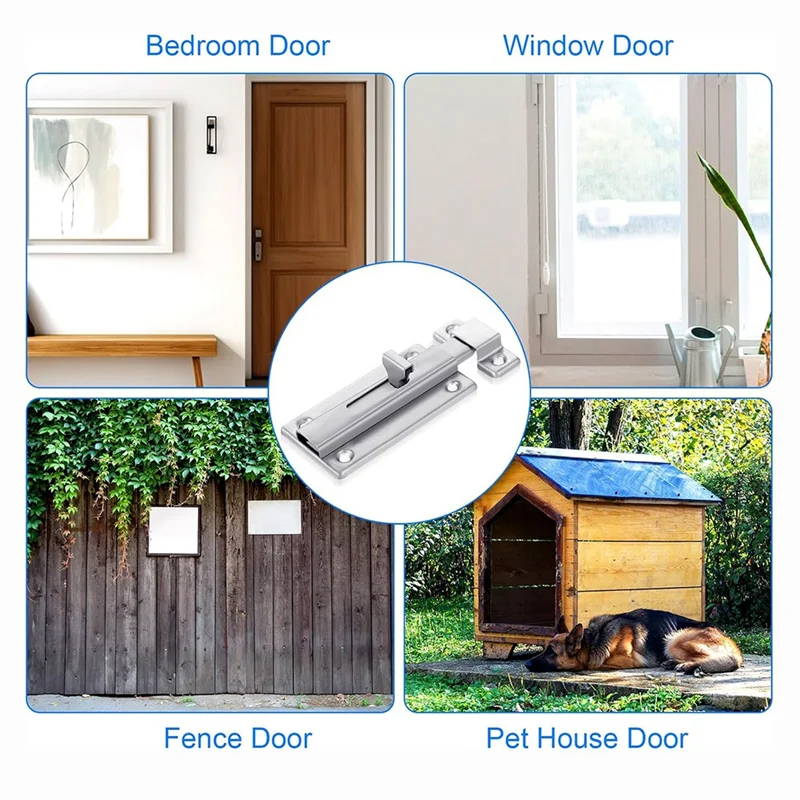 

2Pcs Stainless Steel Slide Bolt Latch, Bathroom Stall Door Latch With Screw,Slide Locks For Inside Door Stall Hardware-Hot