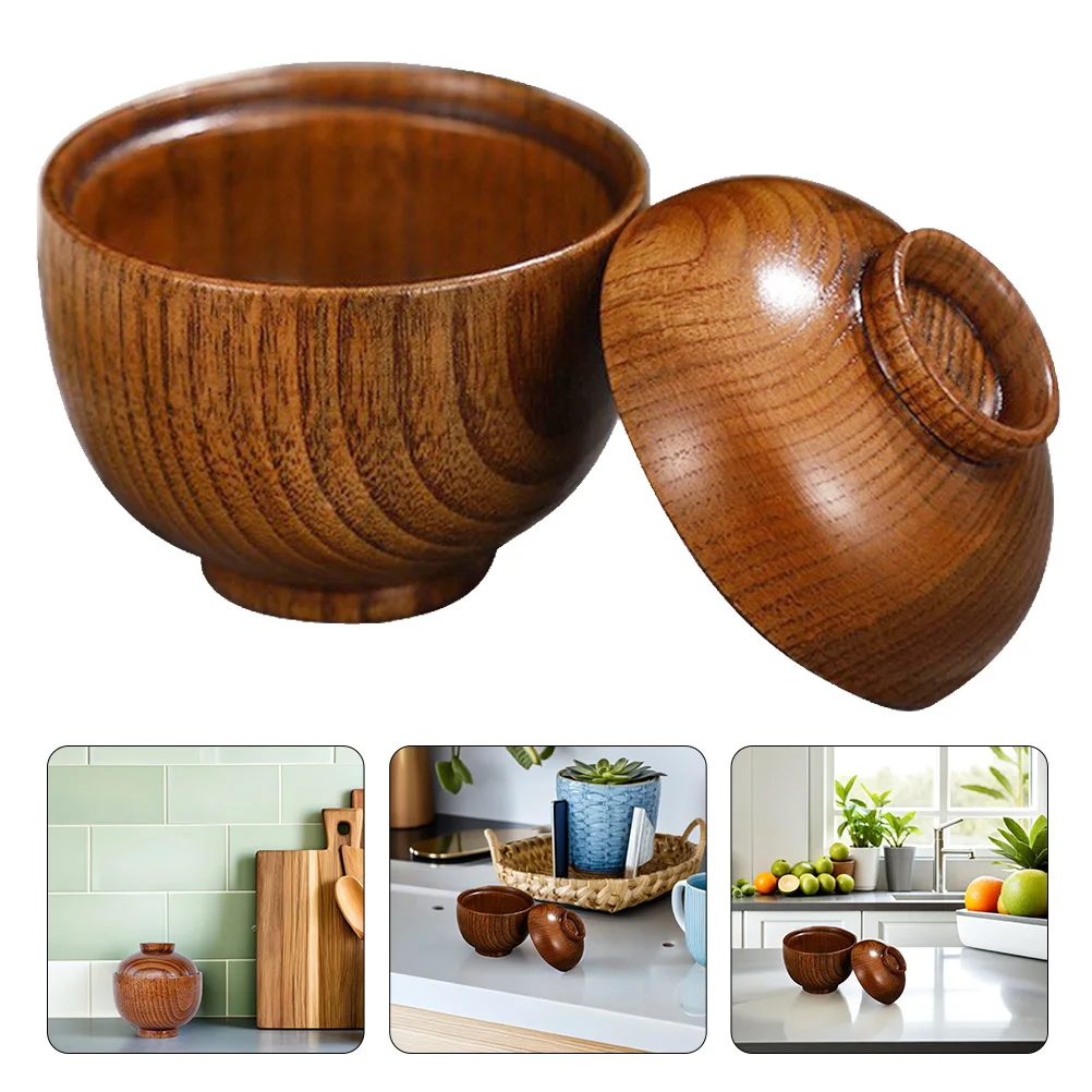 

Exquisite Wooden Lidded Soup Bowl Traditional Japanese Craftsmanship Multi-Use Bowl for Stew Rice Comfort Food Serving