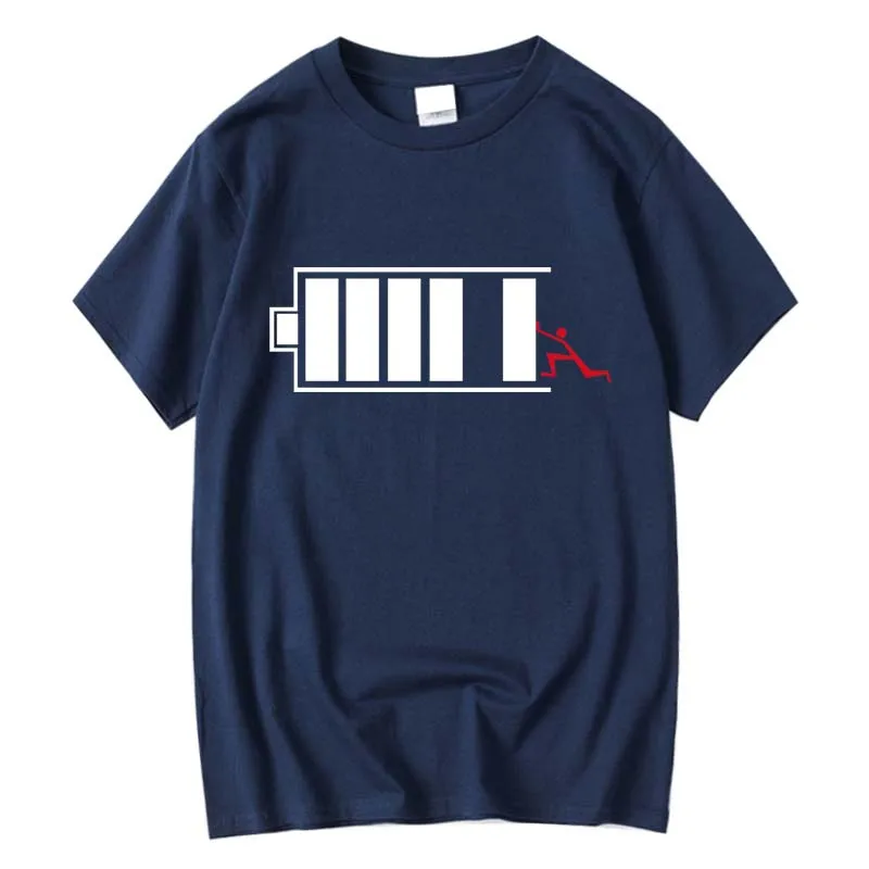 High Quality 100% Cotton Funny Battery XIN  Men's T-shirt Customizable Design Hand-Painted Clothing Fashionable Casual Wear