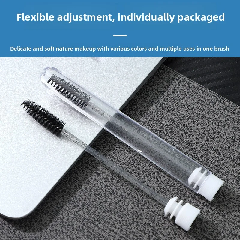 مشط رموش كريستالي ماسي وفرشاة حواجب، أنبوب محمول مع عصا حلزونية للتنقل والعناية، فرشاة مكياج للسفر