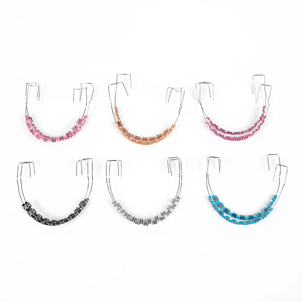 

6pair Fake Braces Mouthpiece Colored Temporary Metal Dental Orthodontic Teeth Fake Retainer