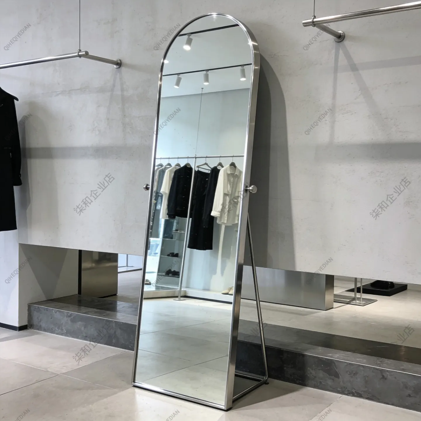 Modern simple clothing store fitting mirror full body floor mirror stainless steel wall dressing mirror does not deform