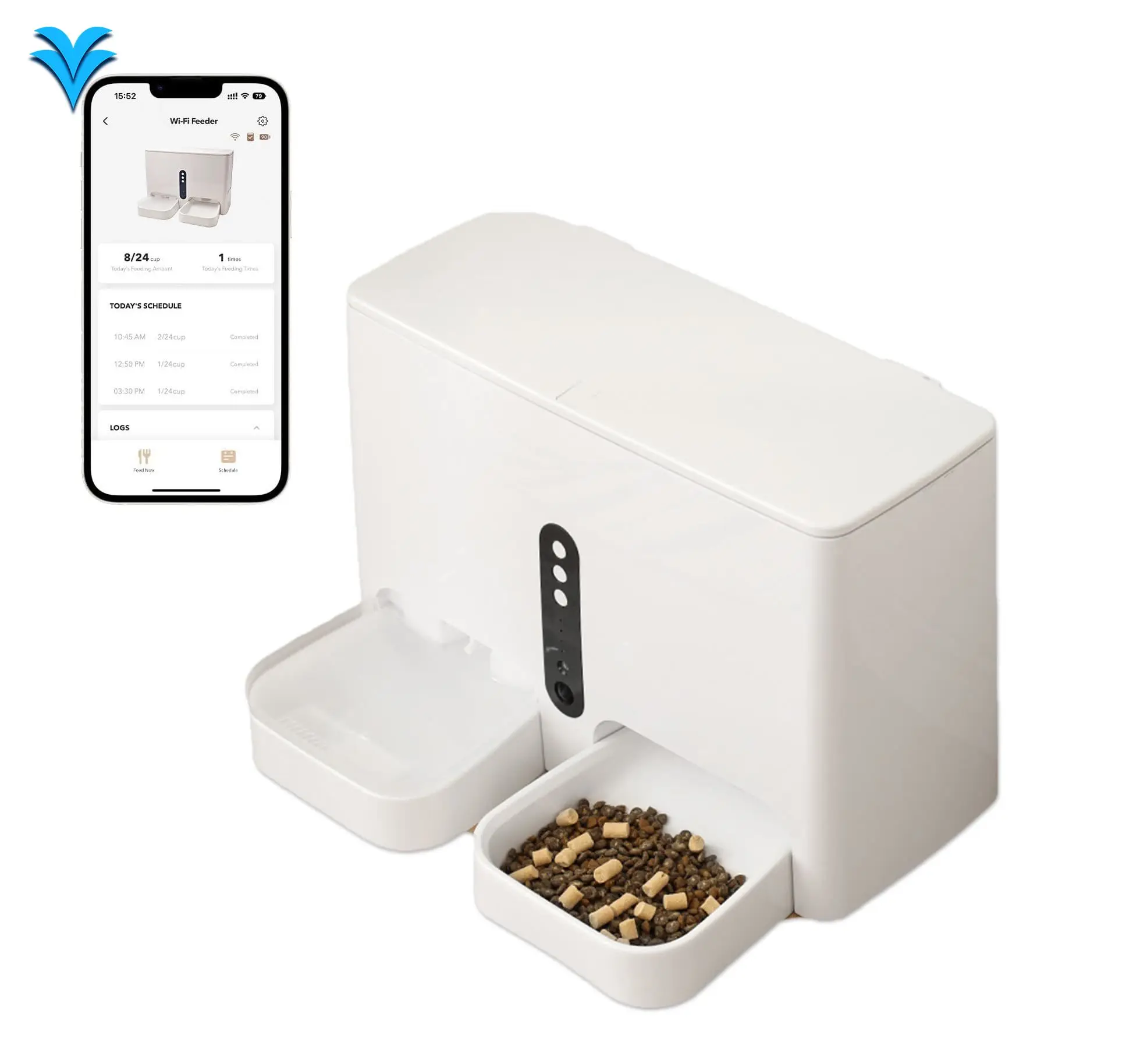 

5L Automatic Cat Feeder Dispenser Smart APP Control Pet Timed Dog Feeding with Food Retain Freshness for Cats Dogs Water Bowls