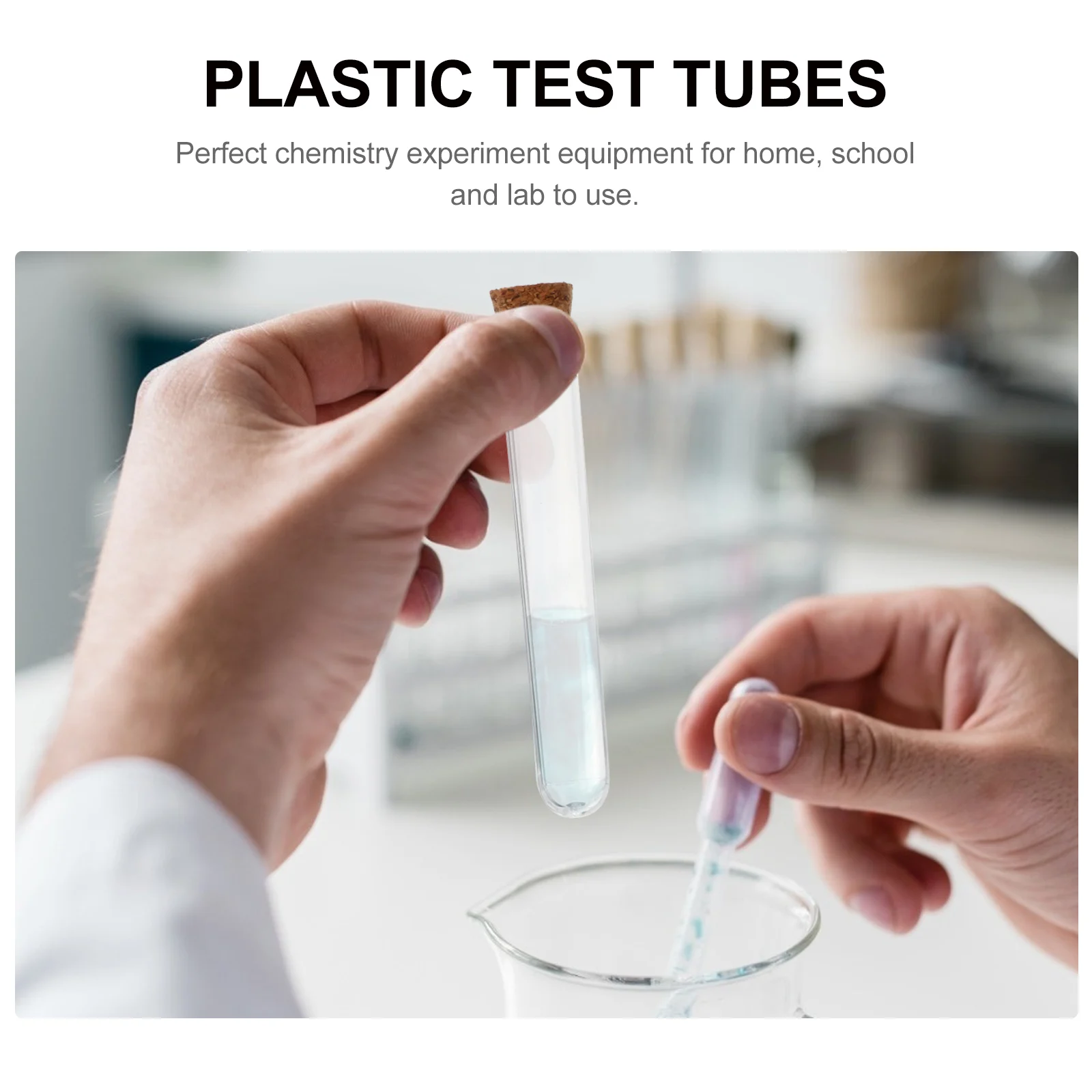 

35pcs Wooden Stopper Test Tubes Premium Plastic Chemistry Experiment Equipment For School Lab Science Teaching Tool Liquid