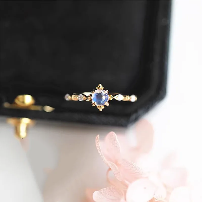 

Модное кольцо с лунным камнем, женский легкий роскошный стиль, маленькое и изысканное, не выцветающее кольцо с открытым ртом