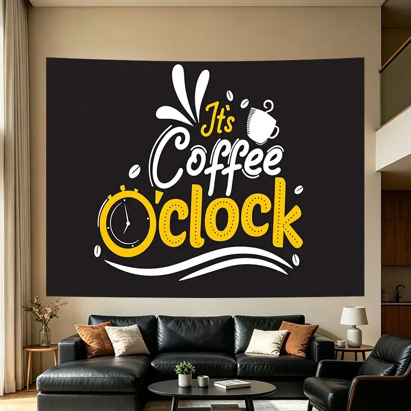 Its Coffee Oclock Cafe Vibes Wall Art Tapestry Decor for Kitchen Living Room Coffee Lover Gift
