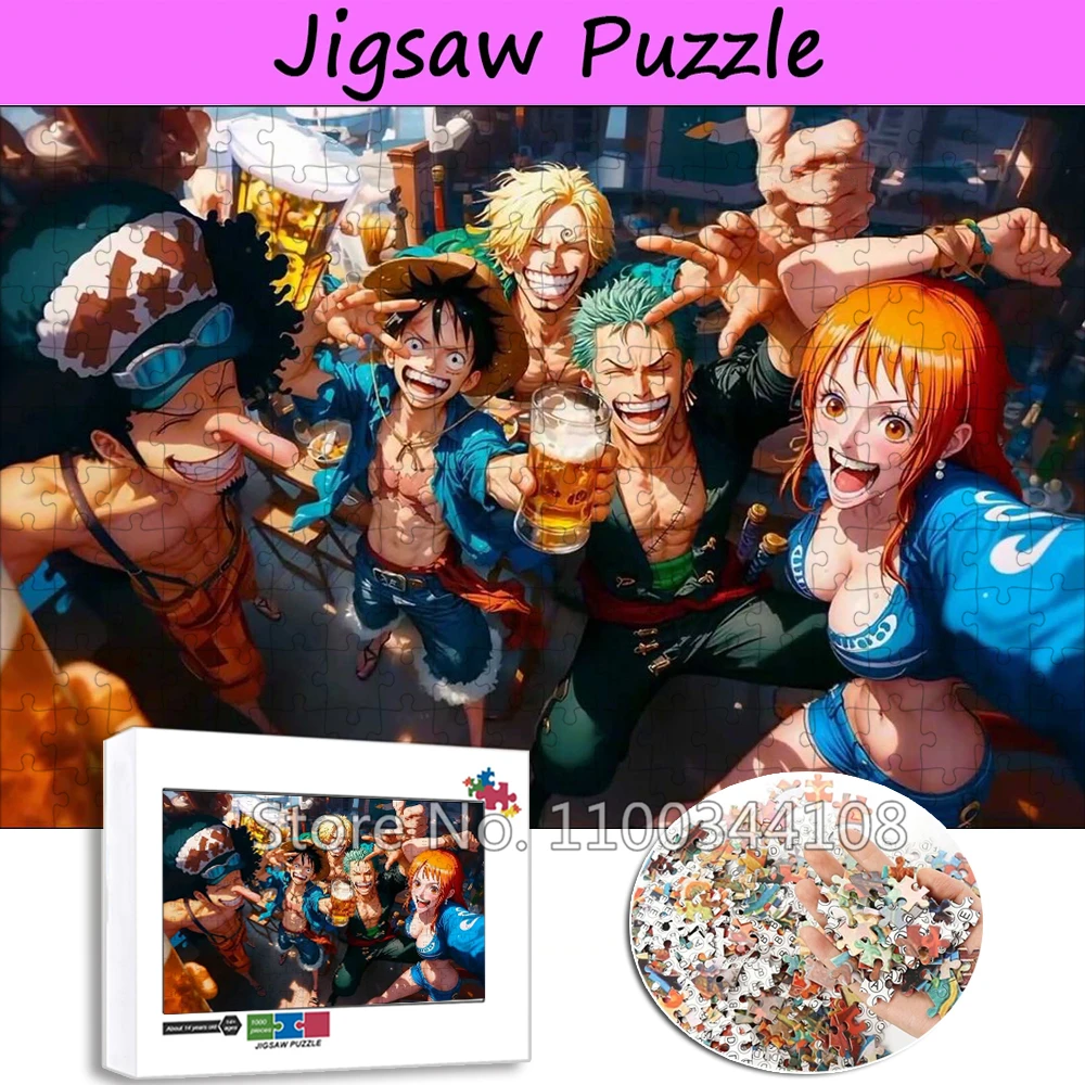 300/500/1000 Pieces One Piece Puzzles Popular Japan Anime Jigsaw Puzzle Adult Decompression Game Handmade Toys Home Decoration