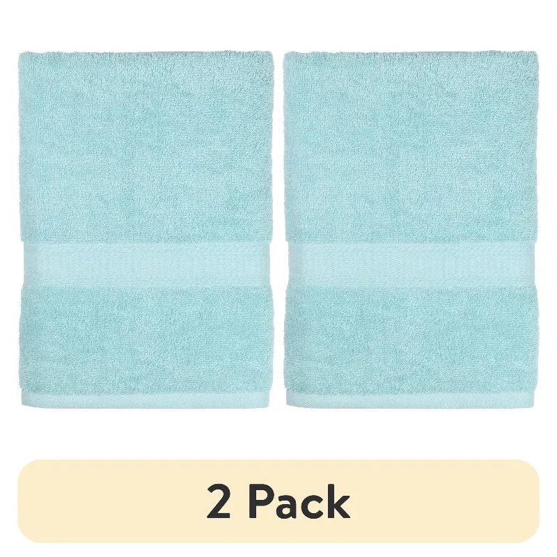 (2 pack) Basic Bath Bath Towel, 100% Cotton, Aqua