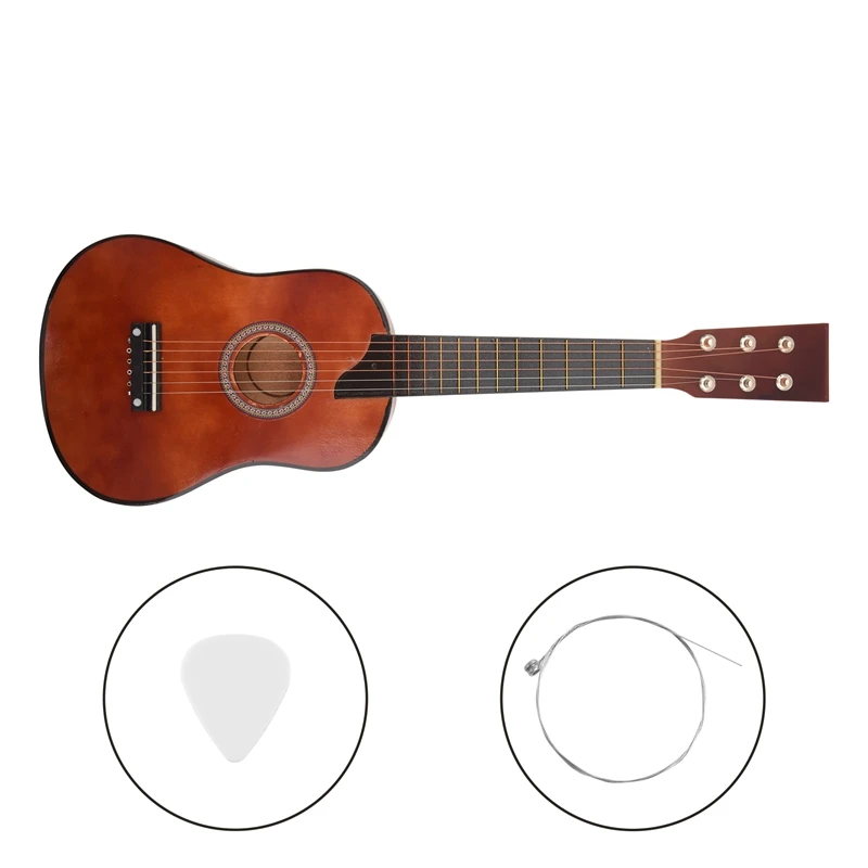 

25Inch Mini Small Guitar Basswood 6 Strings Acoustic Guitar With Pick Strings For Beginner Children Kids Gift