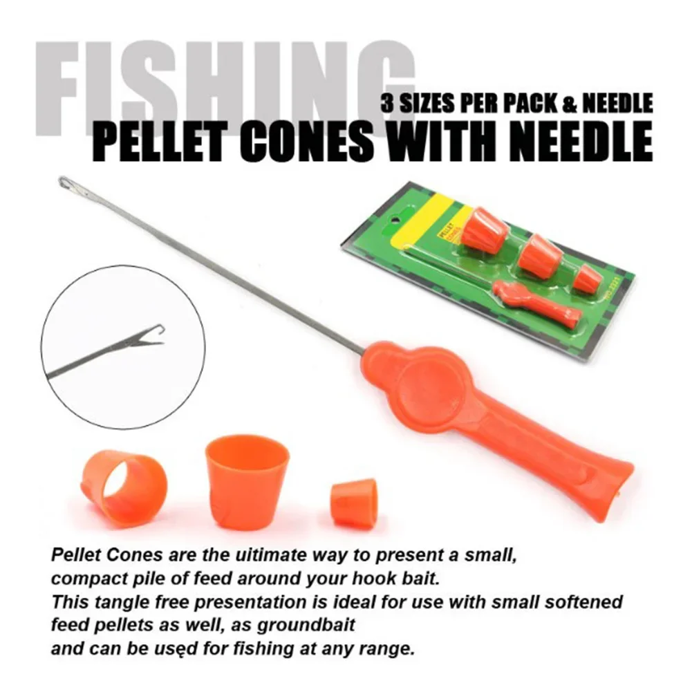 4pcs/set Carp Coarse Fishing Pellet Cones With 11cm Needle For Small Softened Feed Pellets Lure Hook Bait Terminal Fish Tackle