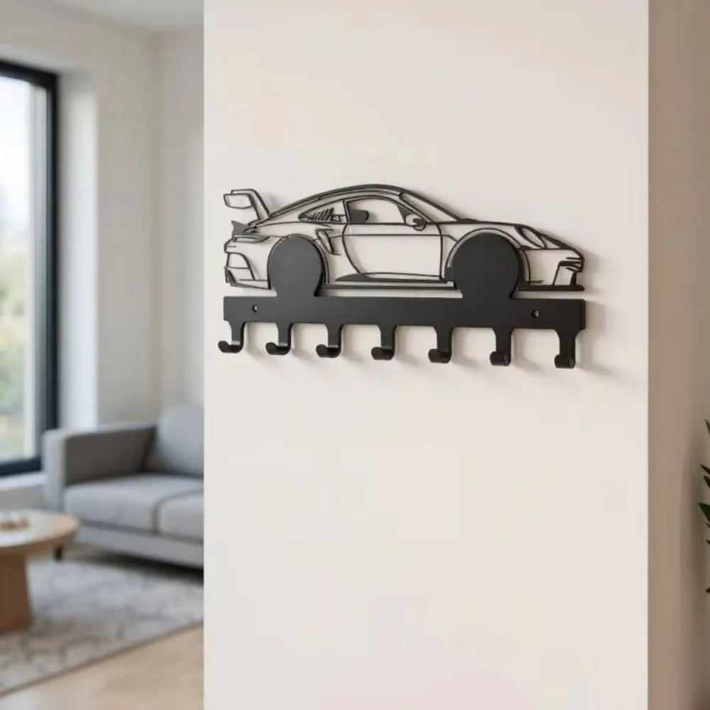 Black Automotive Key Hooks Wall Mounting Easy Installation Car Key Holder Metal Metal Car Key Hooks Home Organization