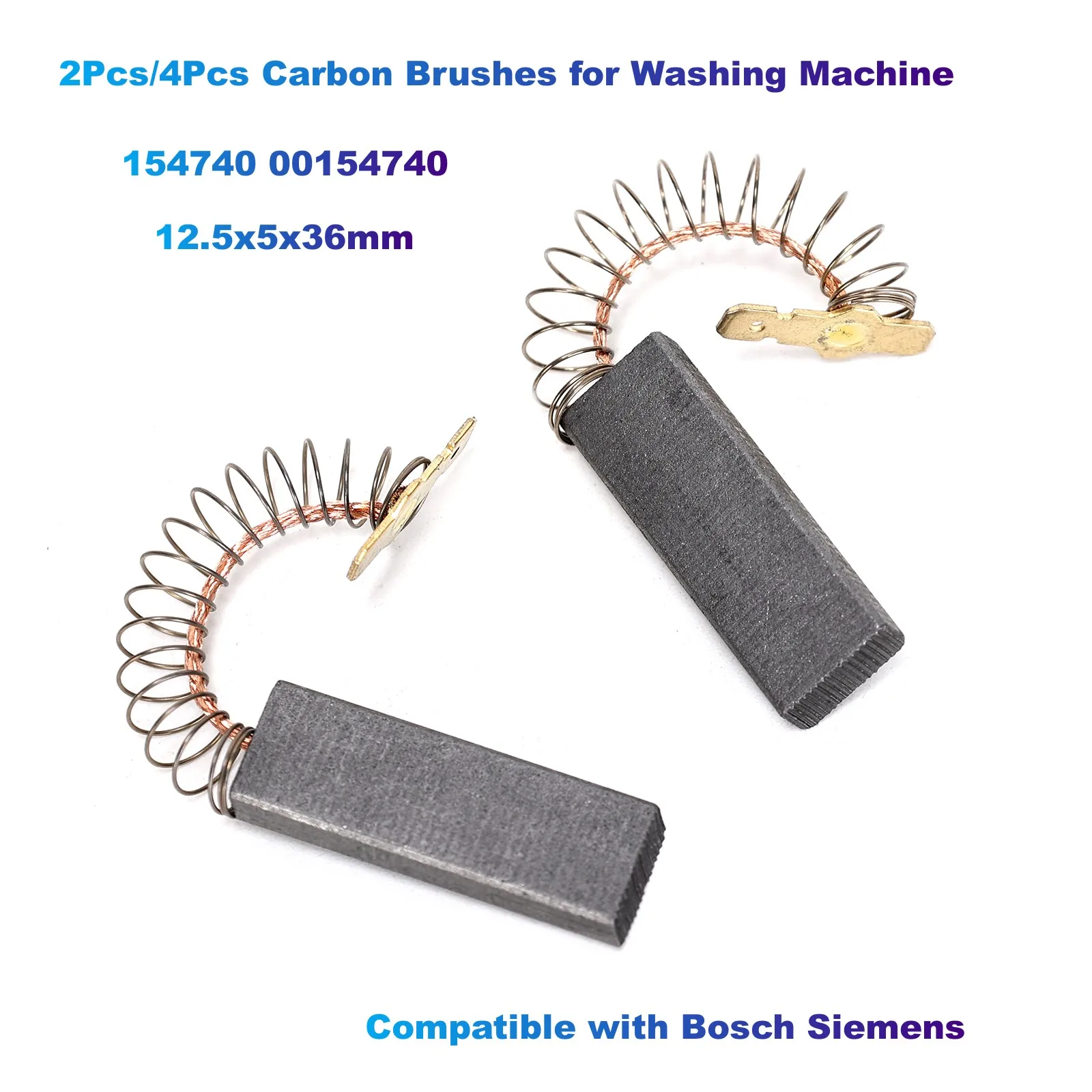 

2pcs Carbon Brushes for Washing Machine 154740 00154740 (12.5x5x36mm) Compatible with Bosch Siemens