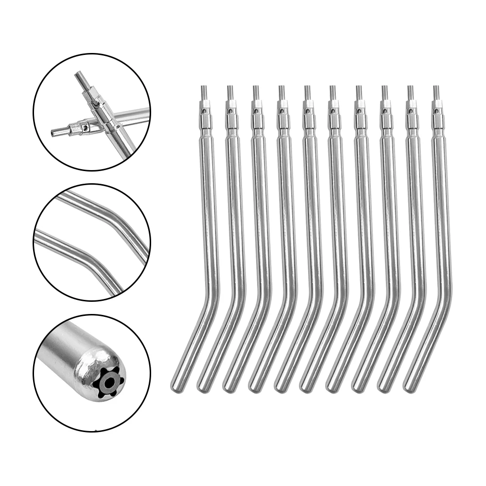 

10pcs Stainless Steel Dental Air Triple Syringe 3 Way Dental Air Water Spray Syringe Nozzles Tips Tube For Teeth Whitening