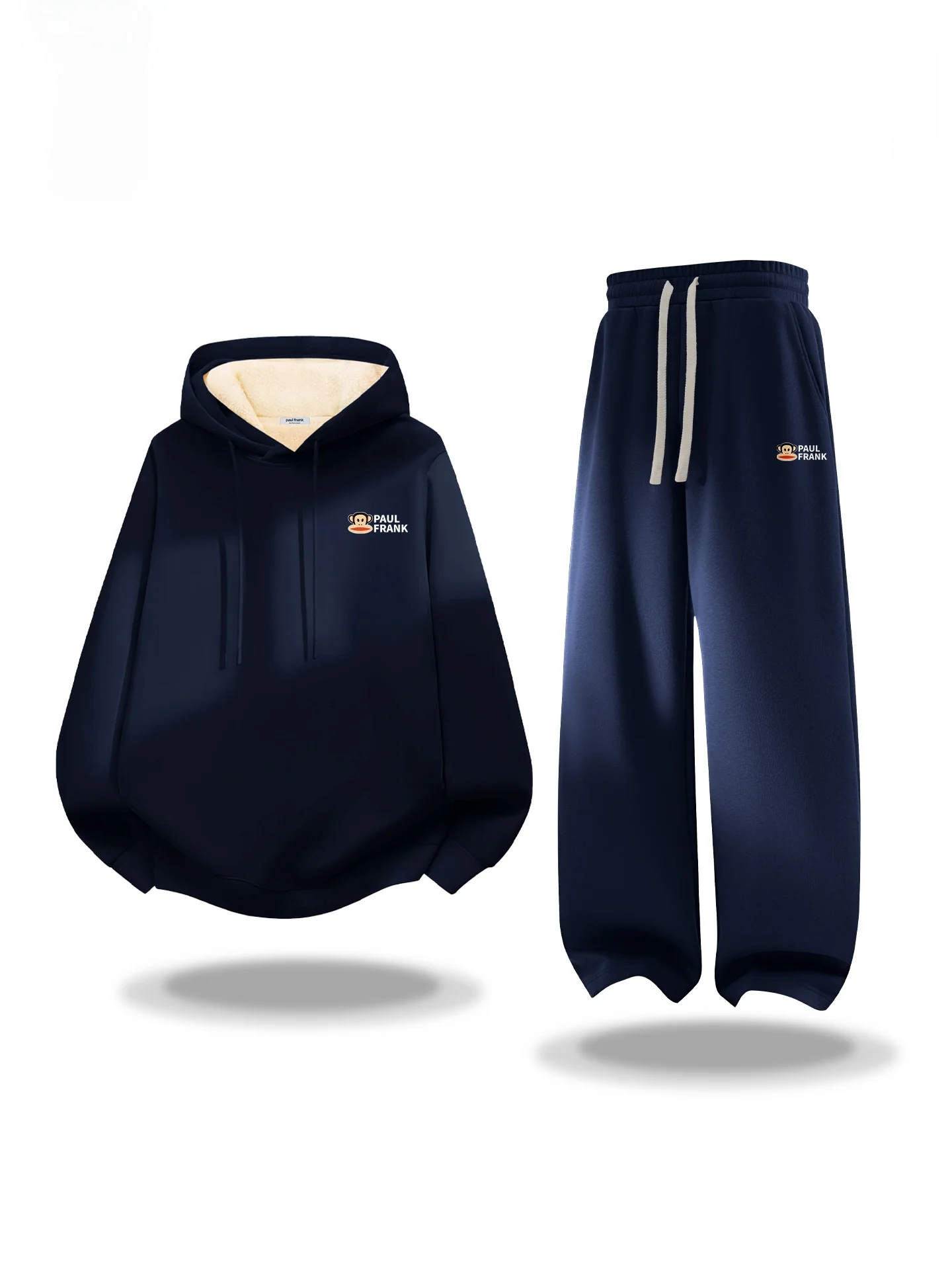 

Мужской комплект с капюшоном: утепленные спортивные брюки и худи из хлопка и полиэстера для молодежи, зимний, теплый, с длинными рукавами