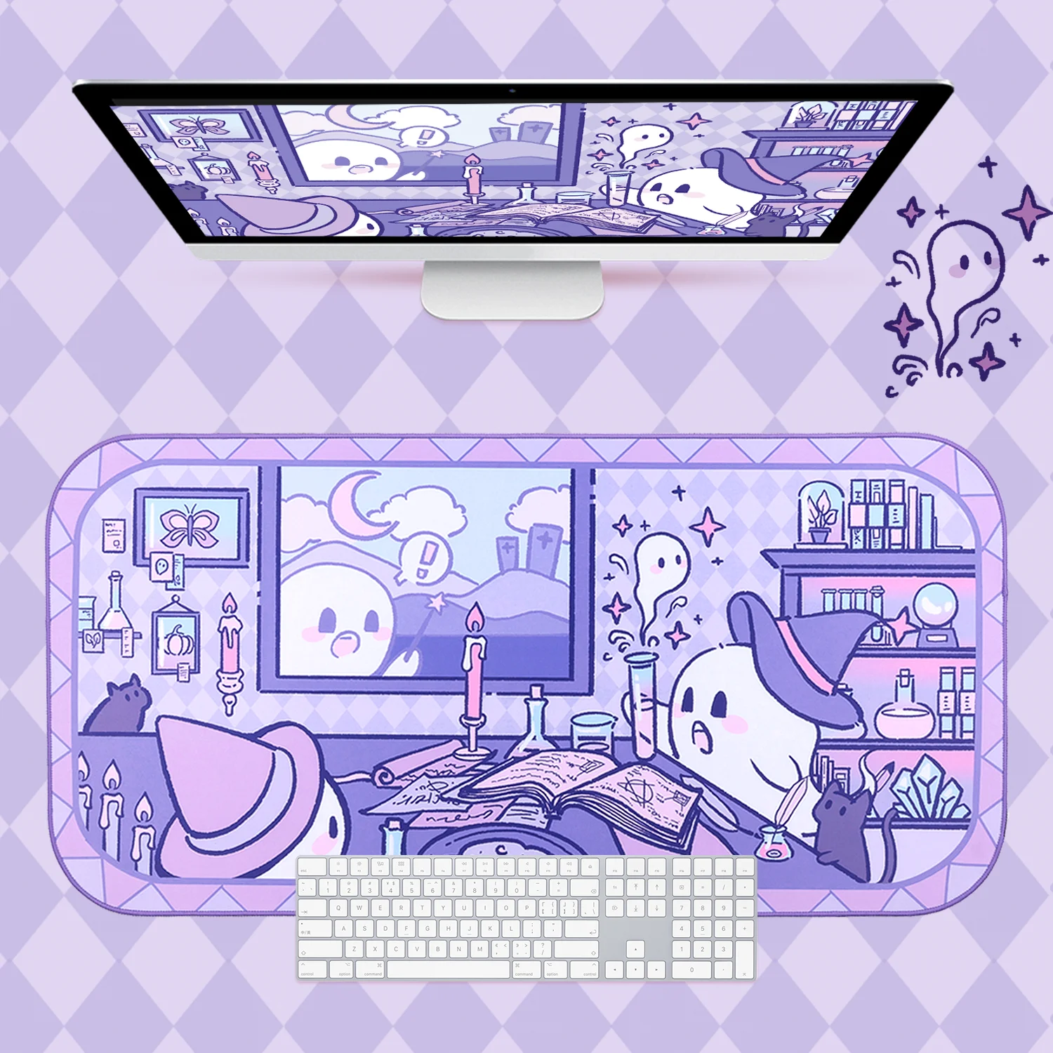 

Милый коврик для компьютерной игровой мыши Ghost-Themed — нескользящий настольный коврик с ультра-мягкой основой для клавиатуры и мыши (780x393 мм)
