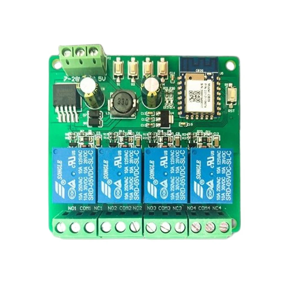 

Tuya 4-way DC5/7-28V WiFi Blue-tooth Remote Control Relay Module Mobile Phone APP Control Switch Point Self-locking Timer Relay