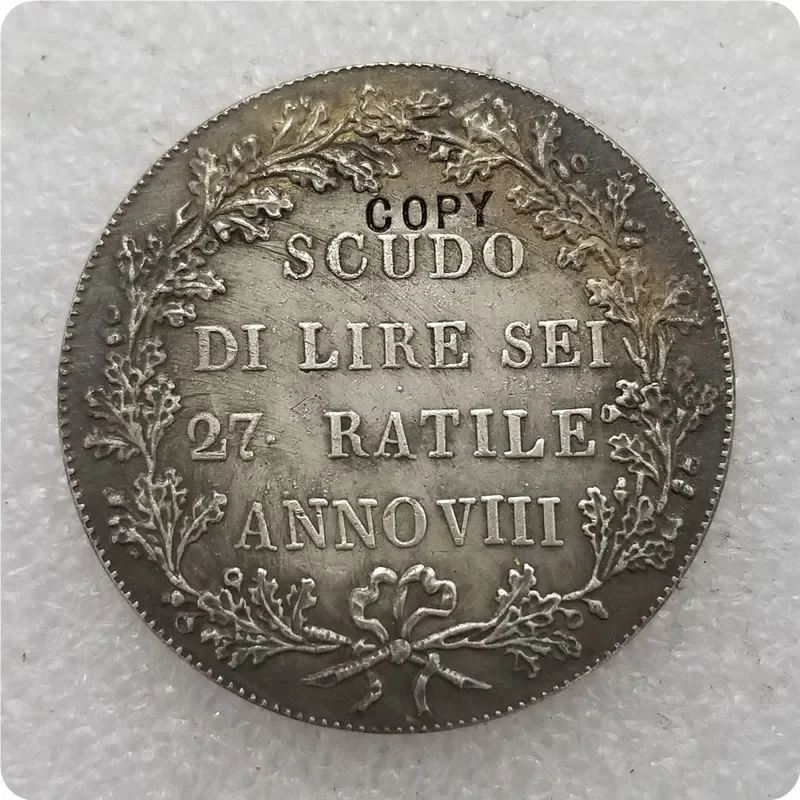 1800 Italian States Cisalpine Republic Plated Silver Scudo of 6-Lire Anno VIII  COPY