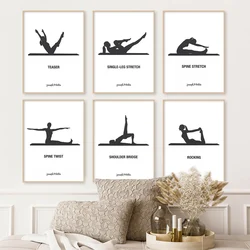 Black White Pilates Yoga Simple Wall Art Canvas Painting Nordic Posters And Prints Wall Pictures For Aesthetic Living Room Decor