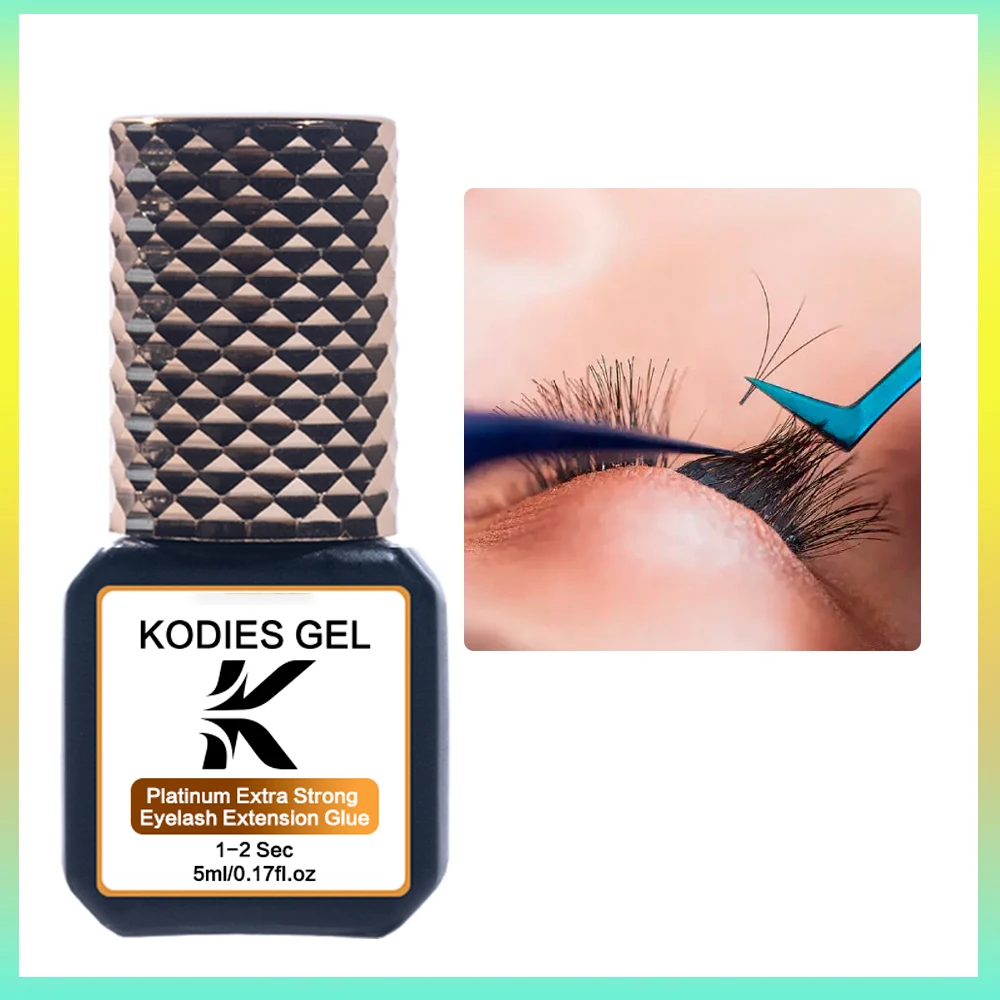 KODIES GEL 5 PCS Platinum Eyelash Glue Extra Strong 1-2 Sec Dry Lash Glue Extension Adhesive Sealer False Eyelash Lifting Supply
