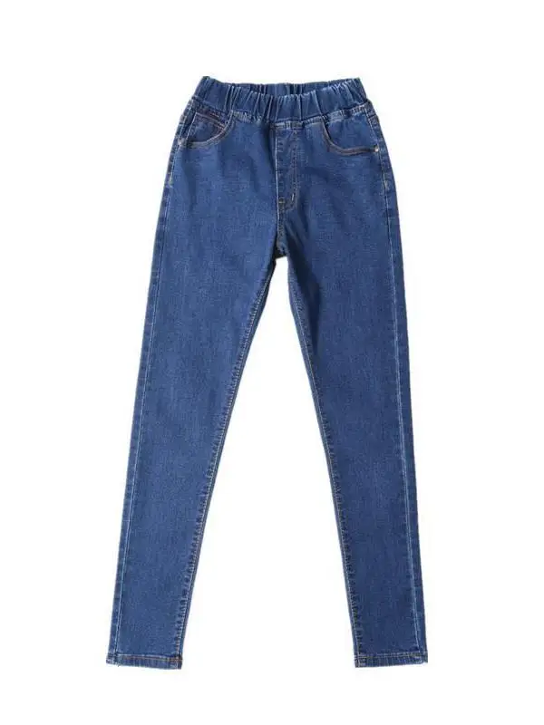 

High Waist plus Size Elastic Waist Jeans Women's Spring Cleanfit Sle Mid-aged Women's plus Size High Waist Jeans