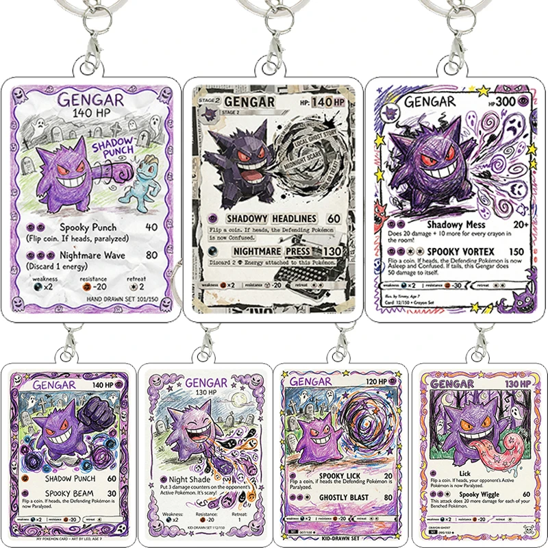 

Акриловый брелок-подвеска для сумки с изображением мультяшного аниме-персонажа Генгар из комиксов Pocket Monsters PTCG, милый аксессуар, подарок, игрушка