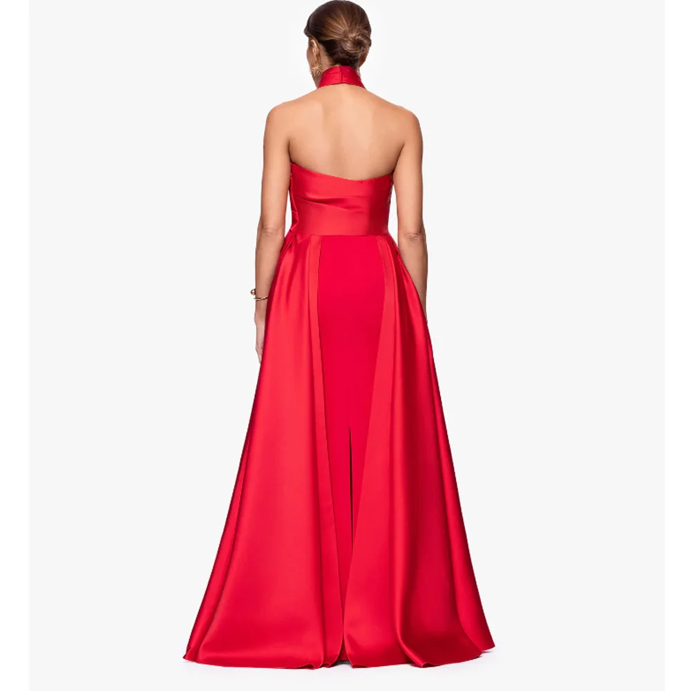 Customized Mother of the Bride Dress  Halter Backless Sleeveless Column  for Women Back Split Criss-Cross Wedding Guest Dresses