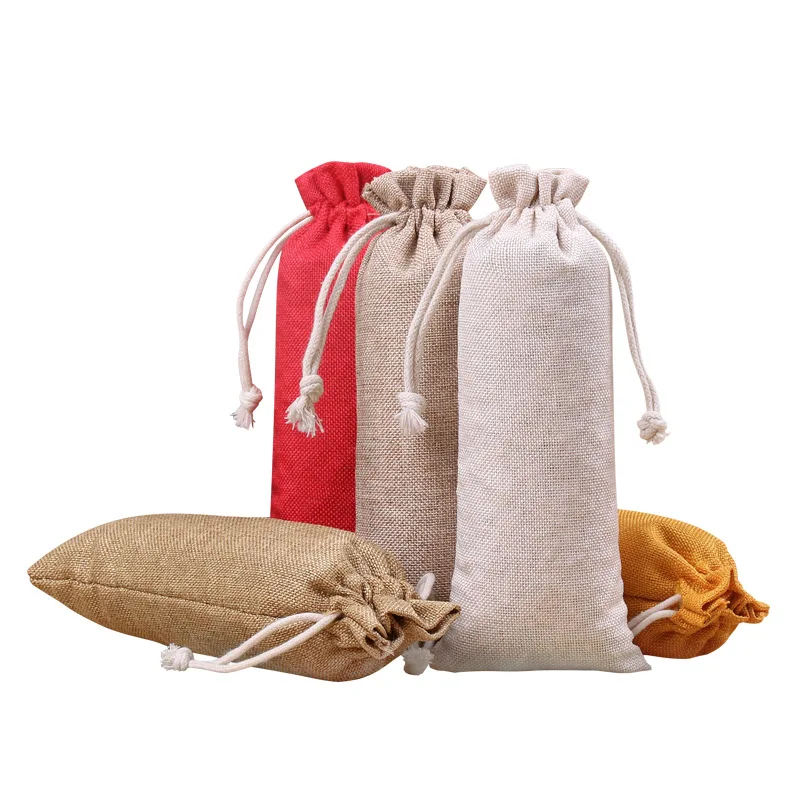 5/10 Pcs/Lot Long Storage Jute Bags for Gift Package 8x16/8x19/8x24cm Christmas Wedding Drawstring Pouches Home Dust Sacks