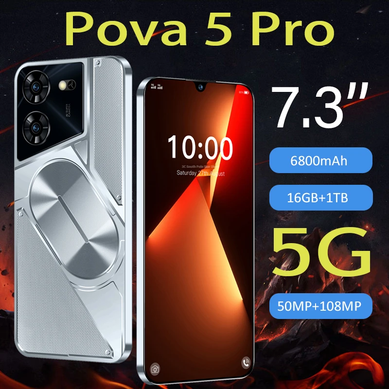 

Оригинальный разблокированный смартфон Pova 5 Pro, 16 ГБ + 1 ТБ, 6800 мАч, 9300 дюймов, 50 + 108 МП