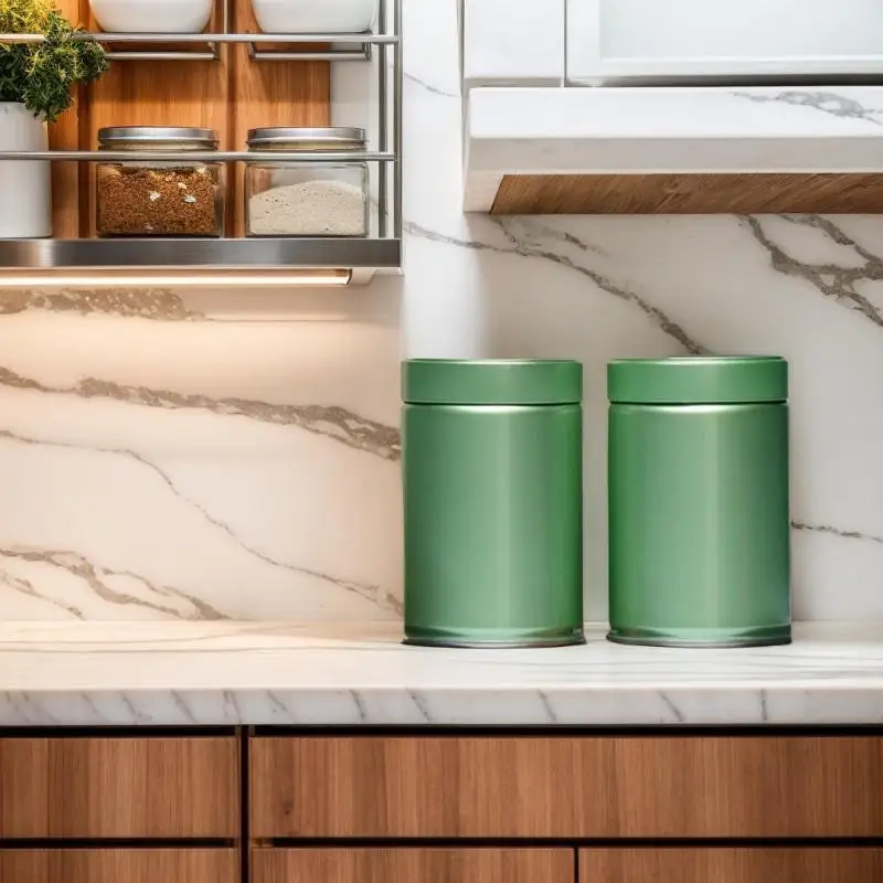 Airtight Tinplate Tea Canister Storage Container For Leaf Tea Bags Matcha Powder Sealed Pantry Organizer Kitchen Tea