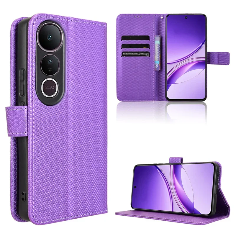 

For Vivo V50 Lite 5G Flip Luxury Diamond Pattern Skin PU Leather Wallet Stand Case For Vivo V50 Lite 4G Phone Bags