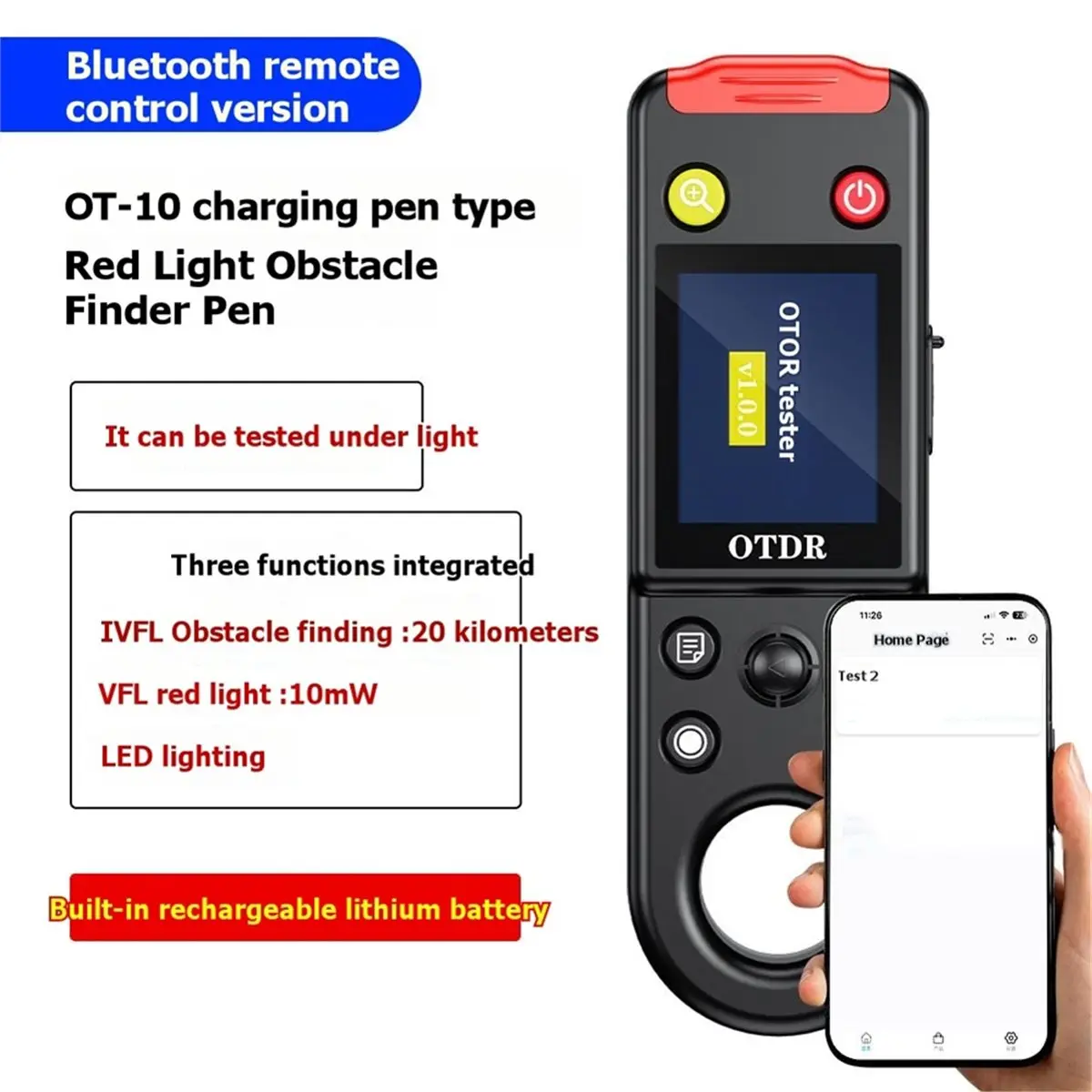 Otdr Tester Pen-Style Fiber Optical Fault Locator 20KM Fault Finding 10mW Red Light Source Optical Fiber Tester