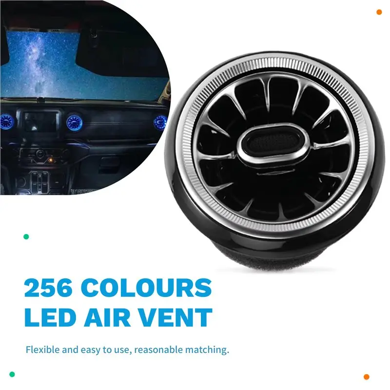 Decorative Lamp Accessory 256 Colours LED Air Vent For Jeep Wrangler JL 2018-2023 Car A/C Air Outlet Turbine Nozzle view 5