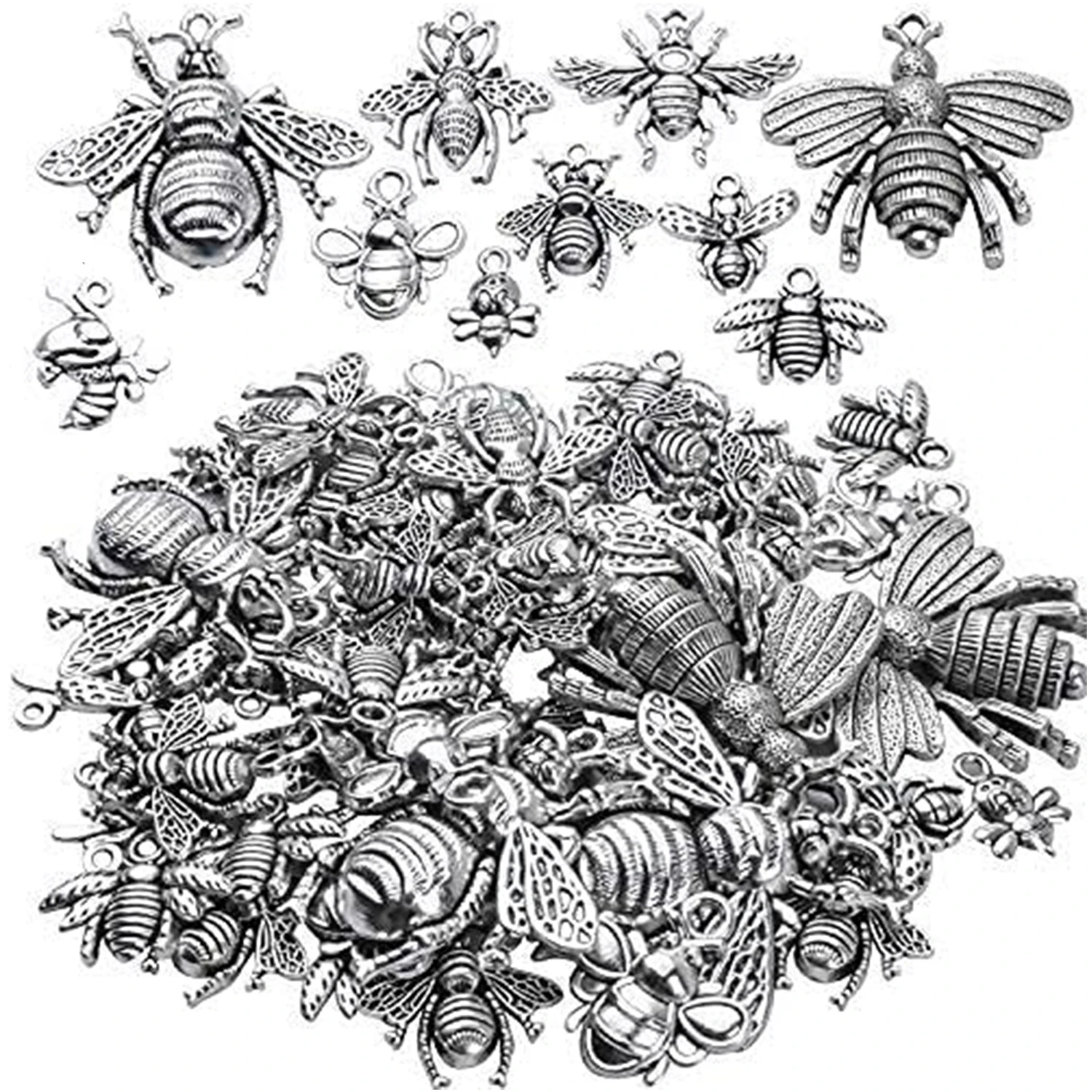 

100g (30-60pcs) Honey Bee Charm Pendants Alloy Bee Pendant Flying Insect Charms for DIY Necklace Bracelet Jewelry Making