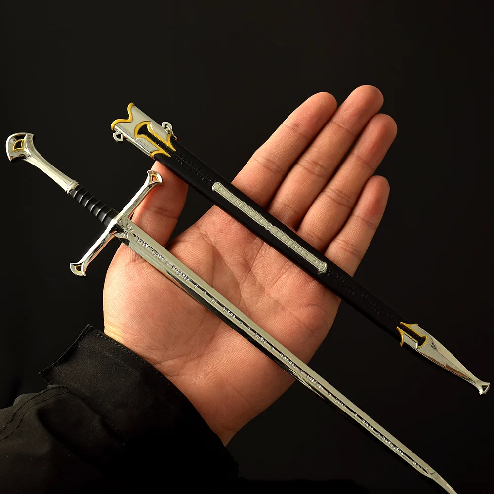 30 cm Narthil Spada Medievale Terra di Mezzo Arma Aragorn Gondor Metallo Katana Samurai Spada Portachiavi Ornamenti Artigianato Regali Giocattoli
