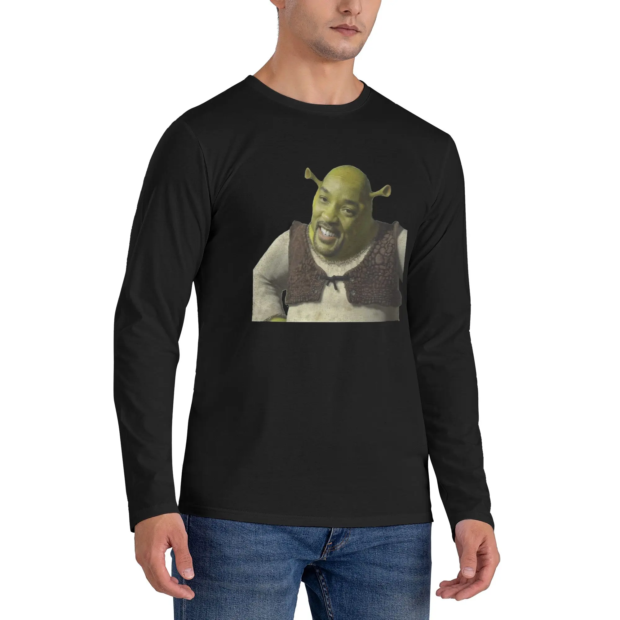 

Shrek Men's Long Sleeved T-shirt Casual Round Neck T shirts Spring and Autumn Men tops