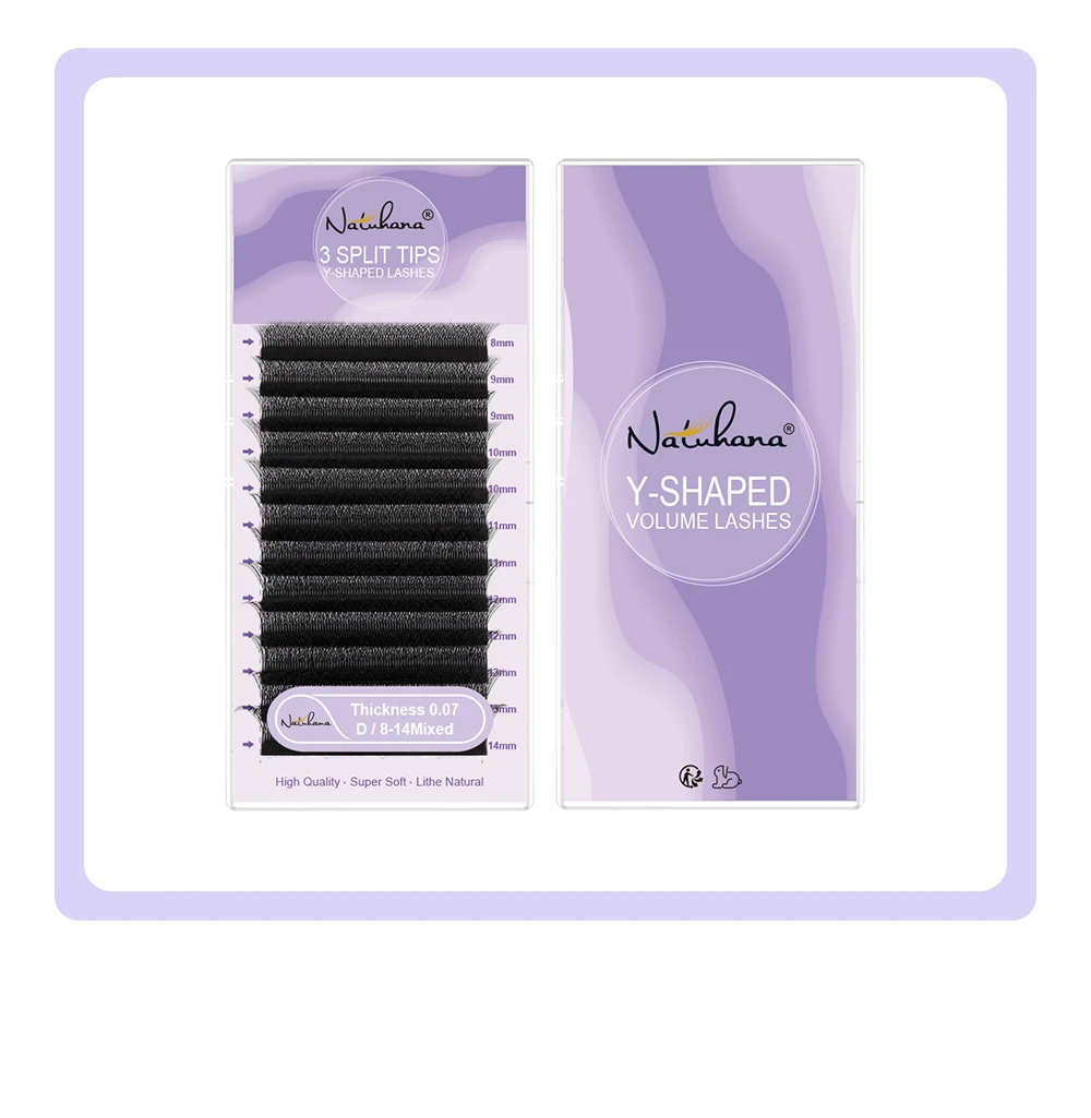 NATUHANA Y-förmige Wimpernverlängerung mit 3 geteilten Spitzen, schwarz, bunt, Y-Wimpern, vorgefertigte Volumenfächer, einzelne Wimpern, Make-up – Detail 10
