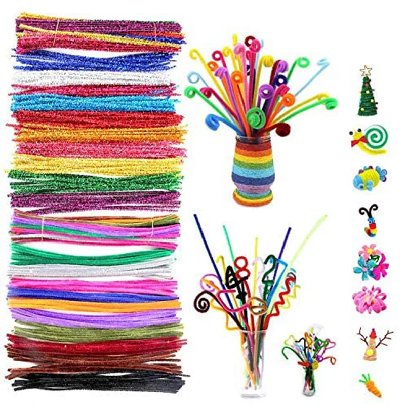 B05C-200Pcs Pipe Cleaners Chenille Stems Kids DIY Craft Educational Art Creative Crafts Decorations
