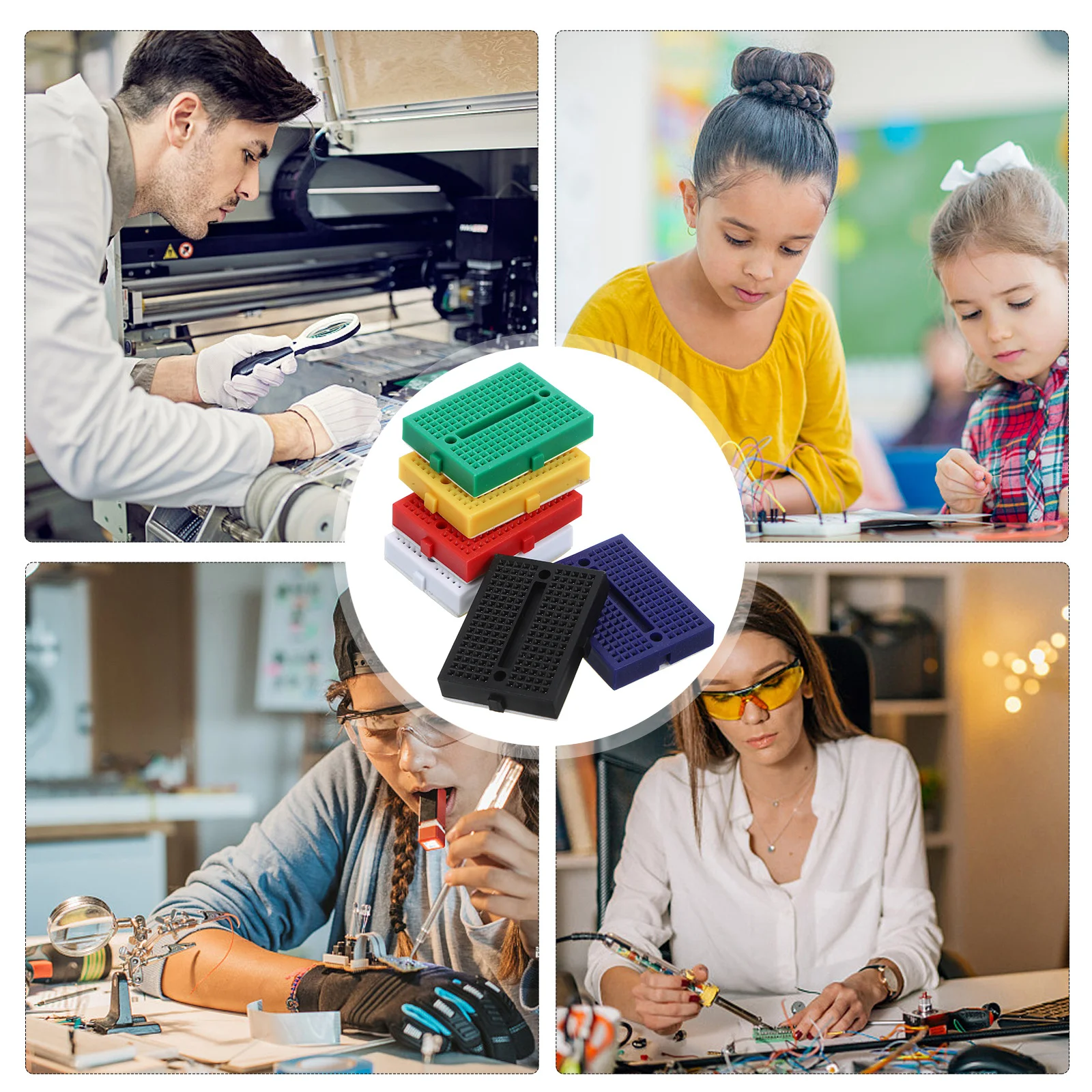 

6Pcs Mini Breadboards Small Solderless Breadboard Set for Science Experiments Laboratory Plastic Circuit Boards