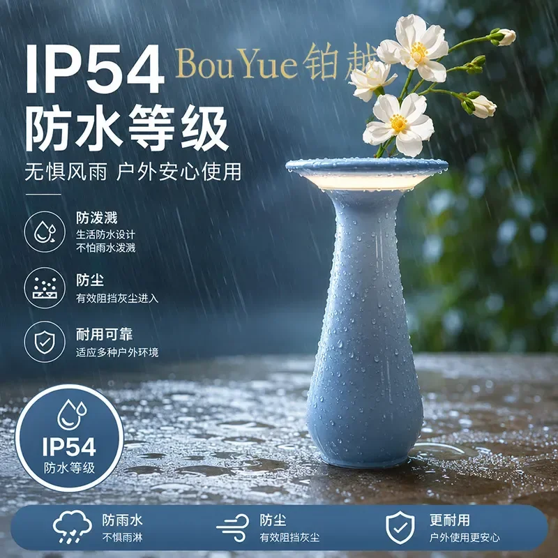 Creative Rechargeable Vase Lamp Warm Atmosphere Desk Light Simple Flower Arrangement Decor for Home Bedroom Bedside Table