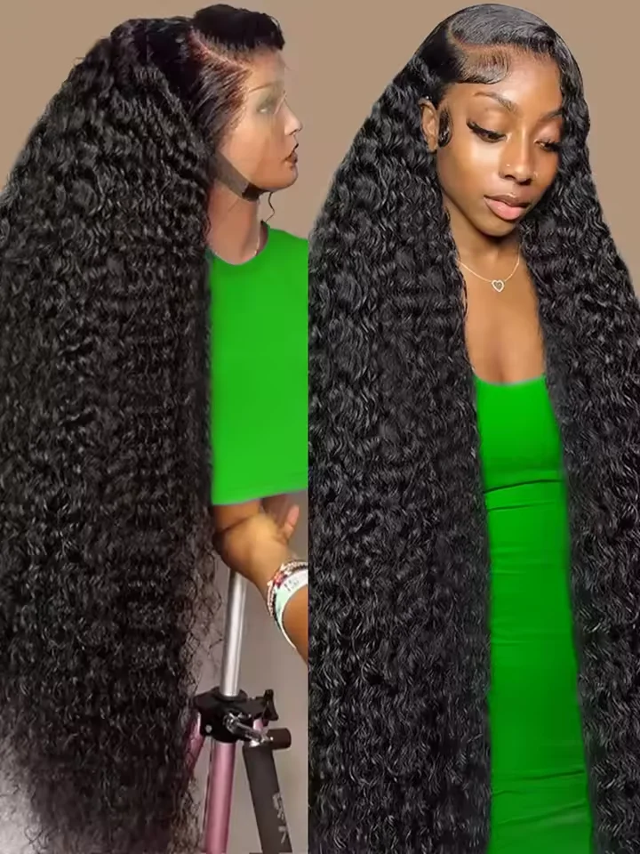 

40 Inch Water Curly 13x6 HD Transparent Lace Frontal Human Hair Wigs 200% Brazilian 13x4 Loose Deep Wave Glueless Wig For Women