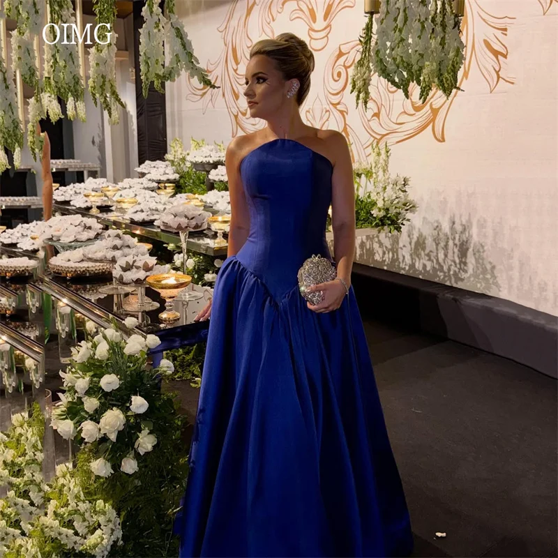 

OIMG классическое королевское синее трапециевидное платье для выпускного вечера атласное вечернее платье с открытой спиной длиной до пола вечернее платье по индивидуальному заказу