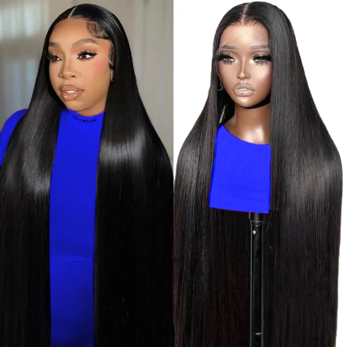 

5x5 360 HD Frontal Wig 200 Density Wigs Natural Black 36 40 Inch Long Straight Human Hair 13x4 13x6 HD Lace Front Wigs For Women