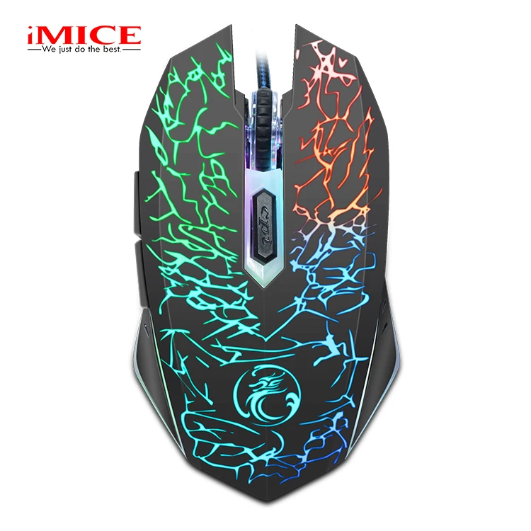 IMICE X5 USB Egér Meg nem látott ergonomic Egér Optikai 2400DPI 1.5M színben ledes customizing 6 Szállodai küldönc vezetékes PC Játék kiegészítők