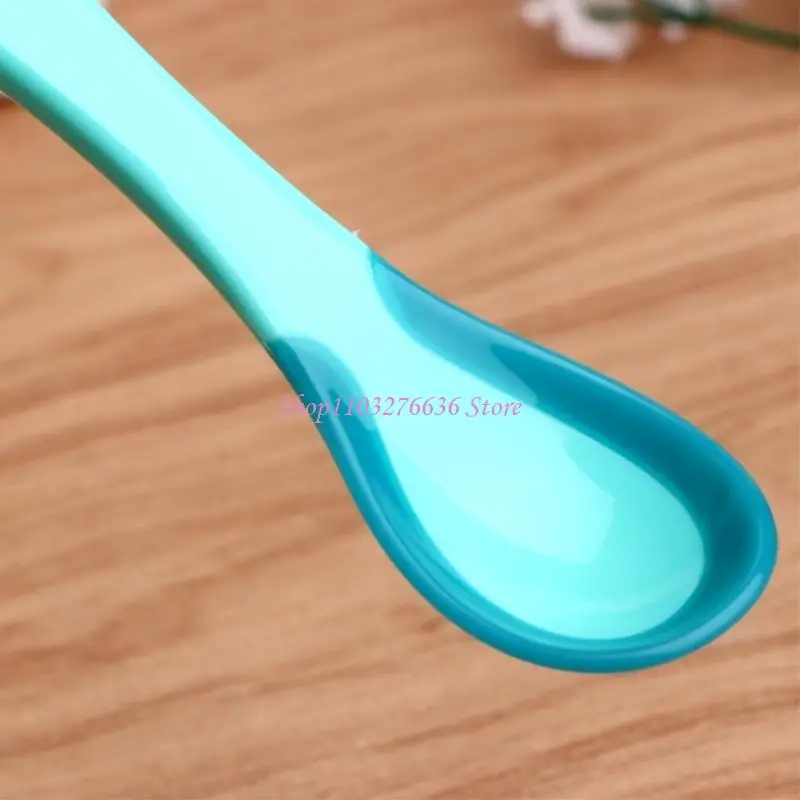 R6FD Soft Silicone Baby Feeding Spoon Candy Color Temperature Sensing Spoon Children