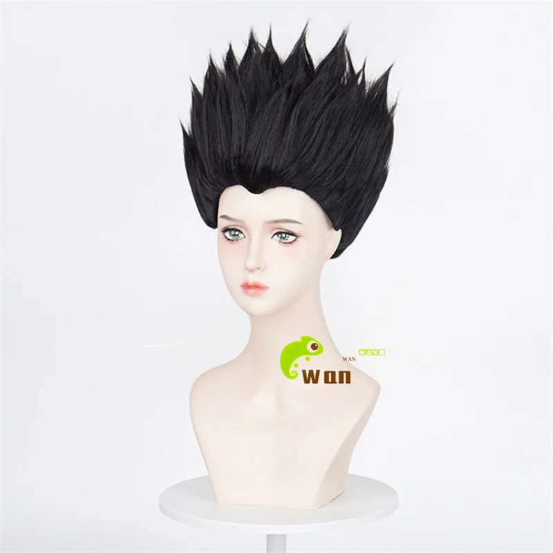 Parrucca cosplay Anime Leorio PaladiKnight nera 30 cm parrucche corte Leorio capelli sintetici resistenti al calore Halloween + cappuccio parrucca gratuito