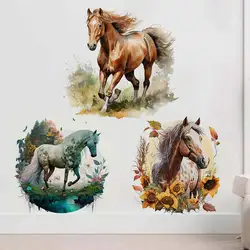 Horse Watercolor Wall Stickers Living Room Sofa Background Decoration Wallpaper For Home Decor Kids room Art Decals Sticker M938