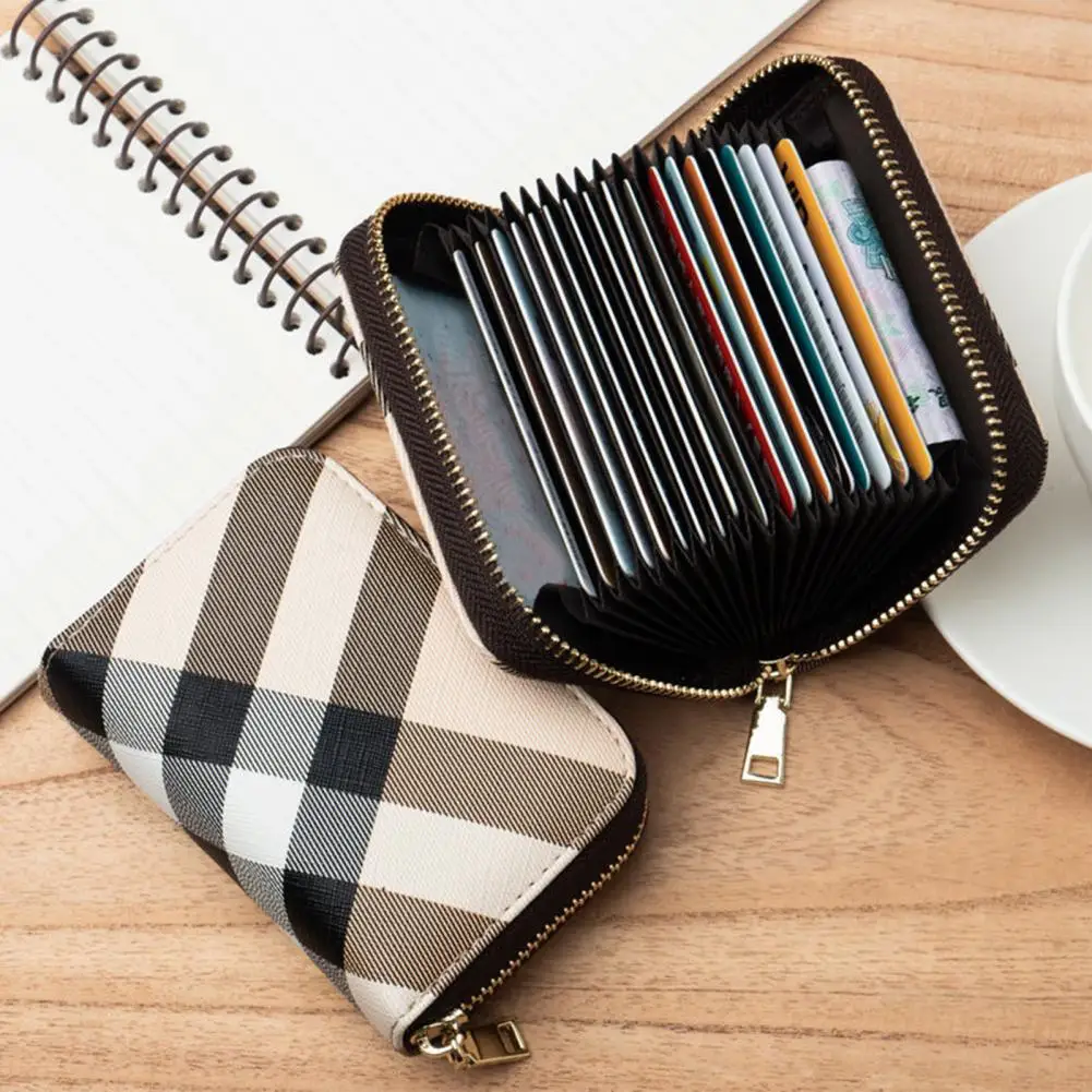 Card Holder Faux Leather Retro Organ Shape Geometric Pattern Multiple Card Slots for ID Drivers License Credit Cards Ticket