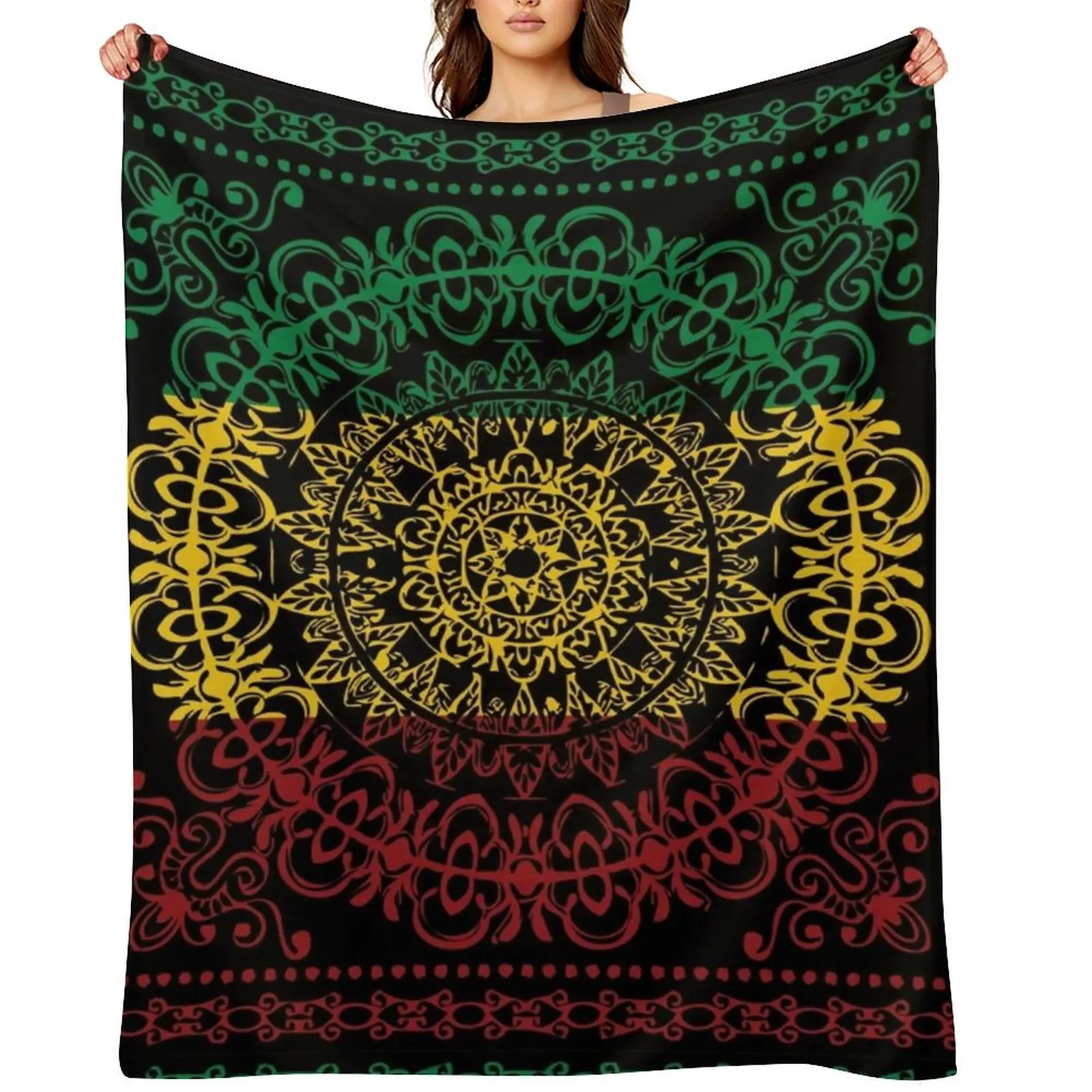 Rasta Paisley Throw Blanket Picnic Furry Blankets For Baby Retros Blankets