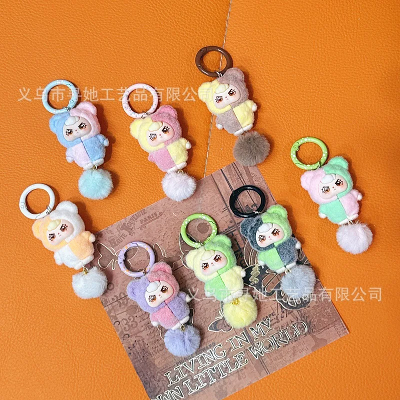 

Creative Cartoon Keychain Plush Toy Adorable 3-Year-Old Doll Backpack Accessory Keyring with Spring Clip
